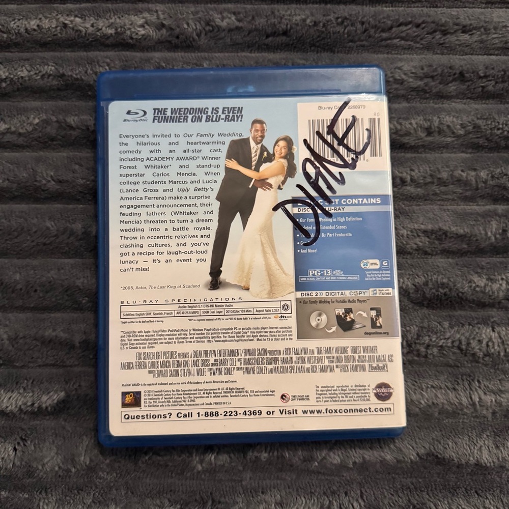 Our Family Wedding (Blu-ray Disc, 2010, 2-Disc Set) - Picture 2 of 3